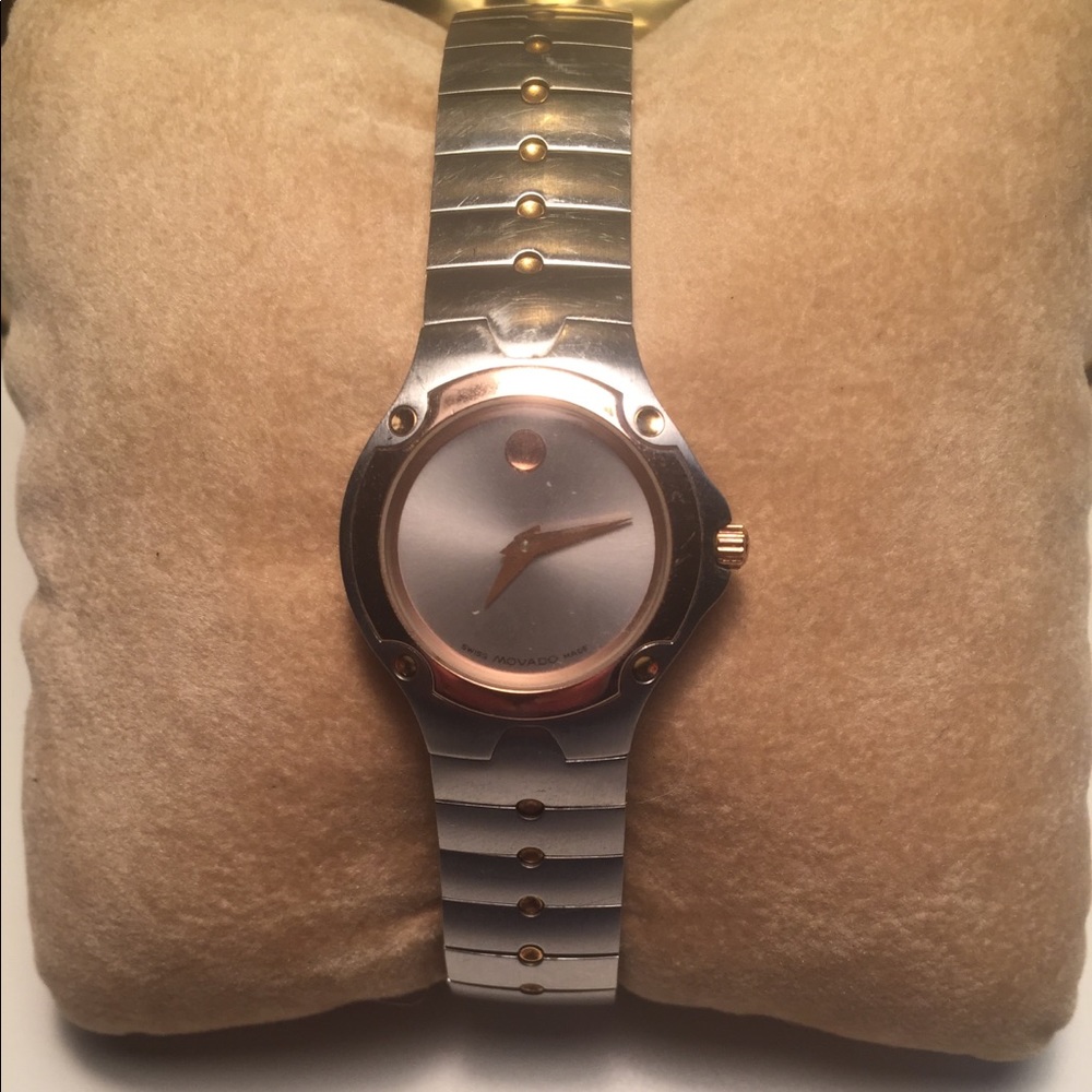Movado rose gold and stainless steel watch